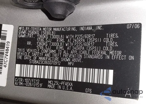 2006 Toyota Sienna Le from USA, damaged, VIN 5TDBA23CX6S070912